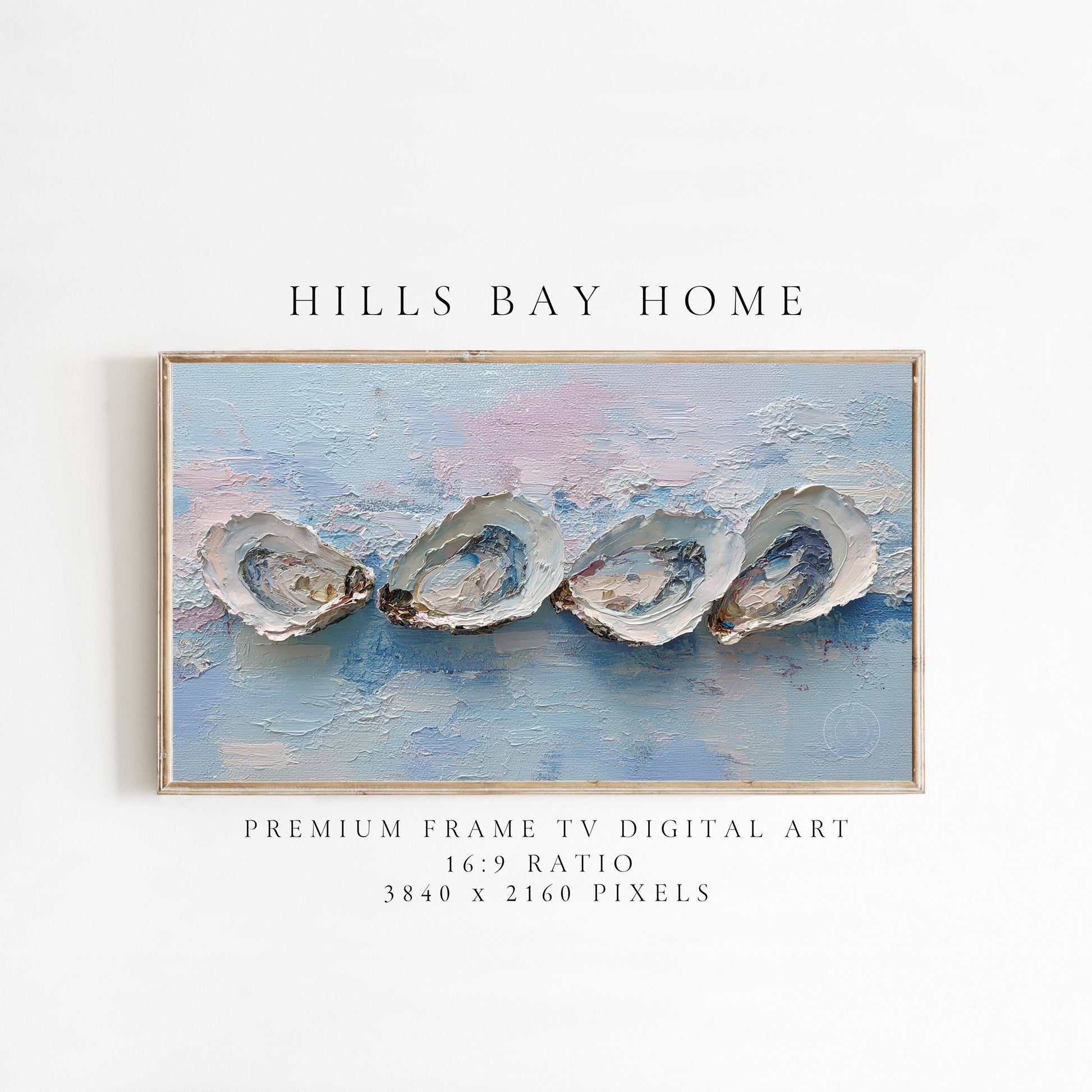 Oyster Frame Tv Art, Digital Download Art for Frame Tv, Coastal Tv Art, Beach Tv Art, Painting Frame Tv Art