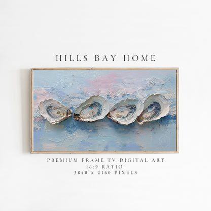 Oyster Frame Tv Art, Digital Download Art for Frame Tv, Coastal Tv Art, Beach Tv Art, Painting Frame Tv Art