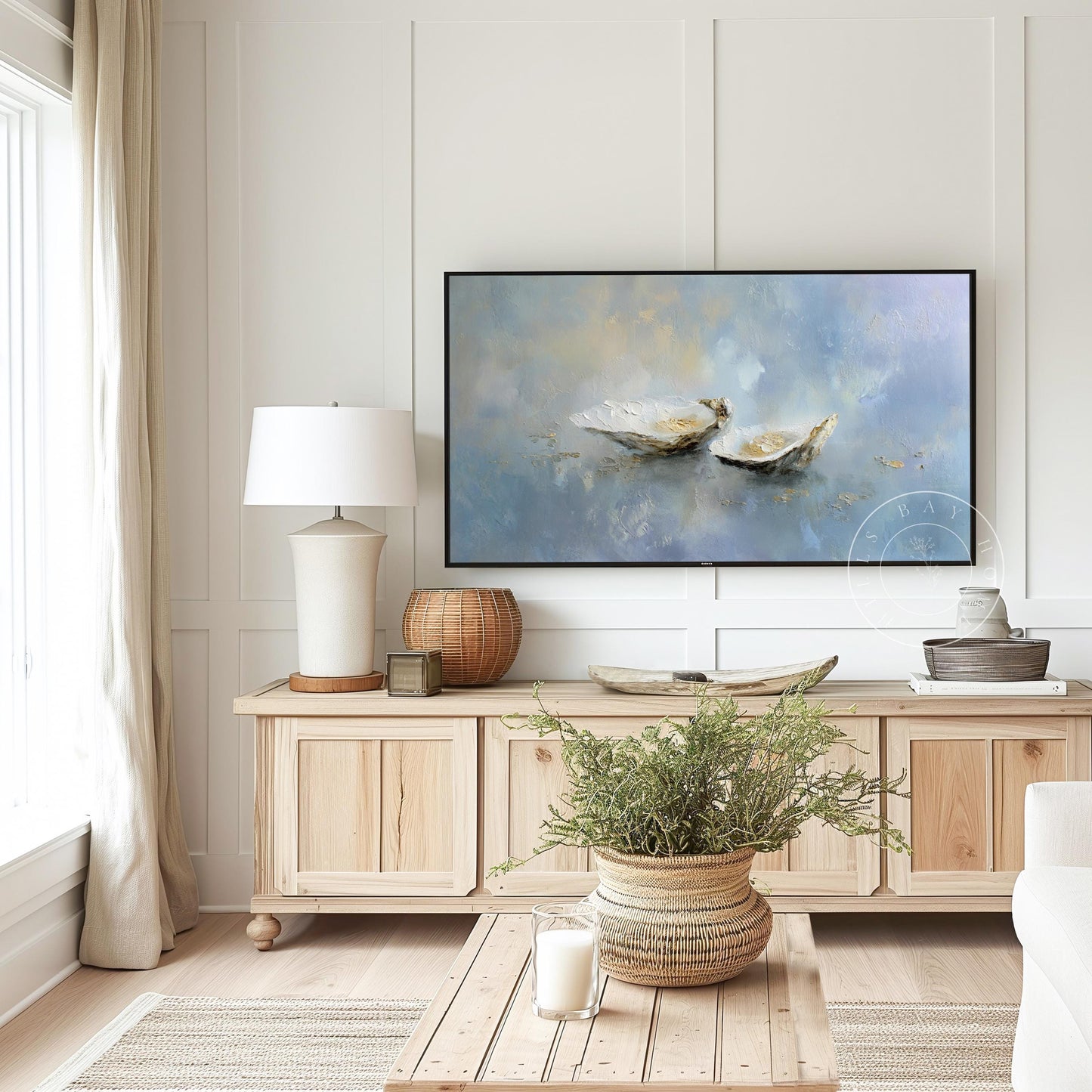 Oyster Frame Tv Art, Digital Download Art for Frame Tv, Coastal Tv Art, Beach Tv Art, Painting Frame Tv Art