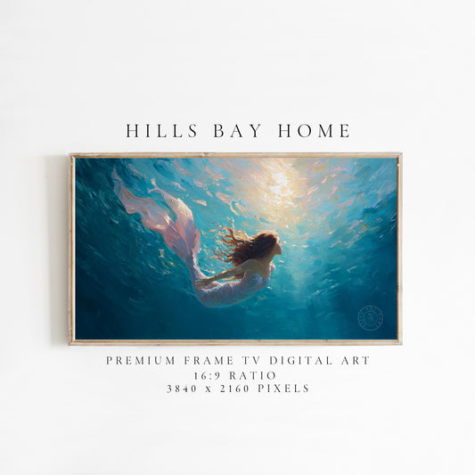 Mermaid Frame Tv Art, Digital Download Art for Frame Tv, Magical Tv Art, Coastal Frame Tv Art, Underwater Tv Art, Beach Tv Art