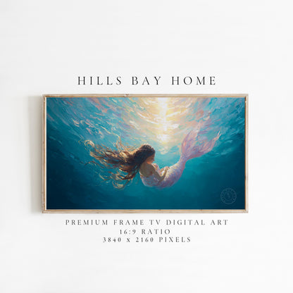 Mermaid Frame Tv Art, Digital Download Art for Frame Tv, Magical Tv Art, Coastal Frame Tv Art, Underwater Tv Art, Beach Tv Art