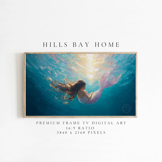 Mermaid Frame Tv Art, Digital Download Art for Frame Tv, Magical Tv Art, Coastal Frame Tv Art, Underwater Tv Art, Beach Tv Art