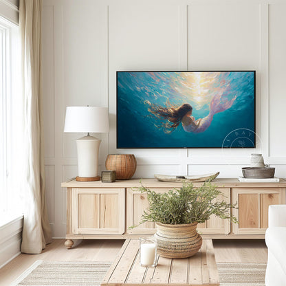 Mermaid Frame Tv Art, Digital Download Art for Frame Tv, Magical Tv Art, Coastal Frame Tv Art, Underwater Tv Art, Beach Tv Art