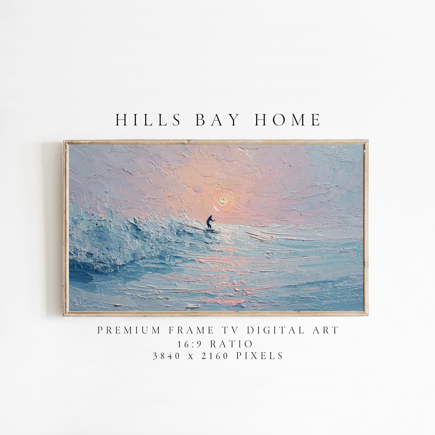 Beach Frame Tv Art, Digital Download Art for Frame Tv, Surfer Tv Art, Coastal Frame Tv Art, Ocean Tv Art