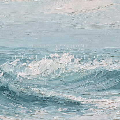 Waves Frame Tv Art, Digital Download Art for Frame Tv, Ocean Tv Art, Coastal Tv Art, Oil Painting Frame Tv Art, Instant Download