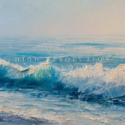 Waves Frame Tv Art, Digital Download Art for Frame Tv, Ocean Tv Art, Coastal Tv Art, Oil Painting Frame Tv Art, Instant Download