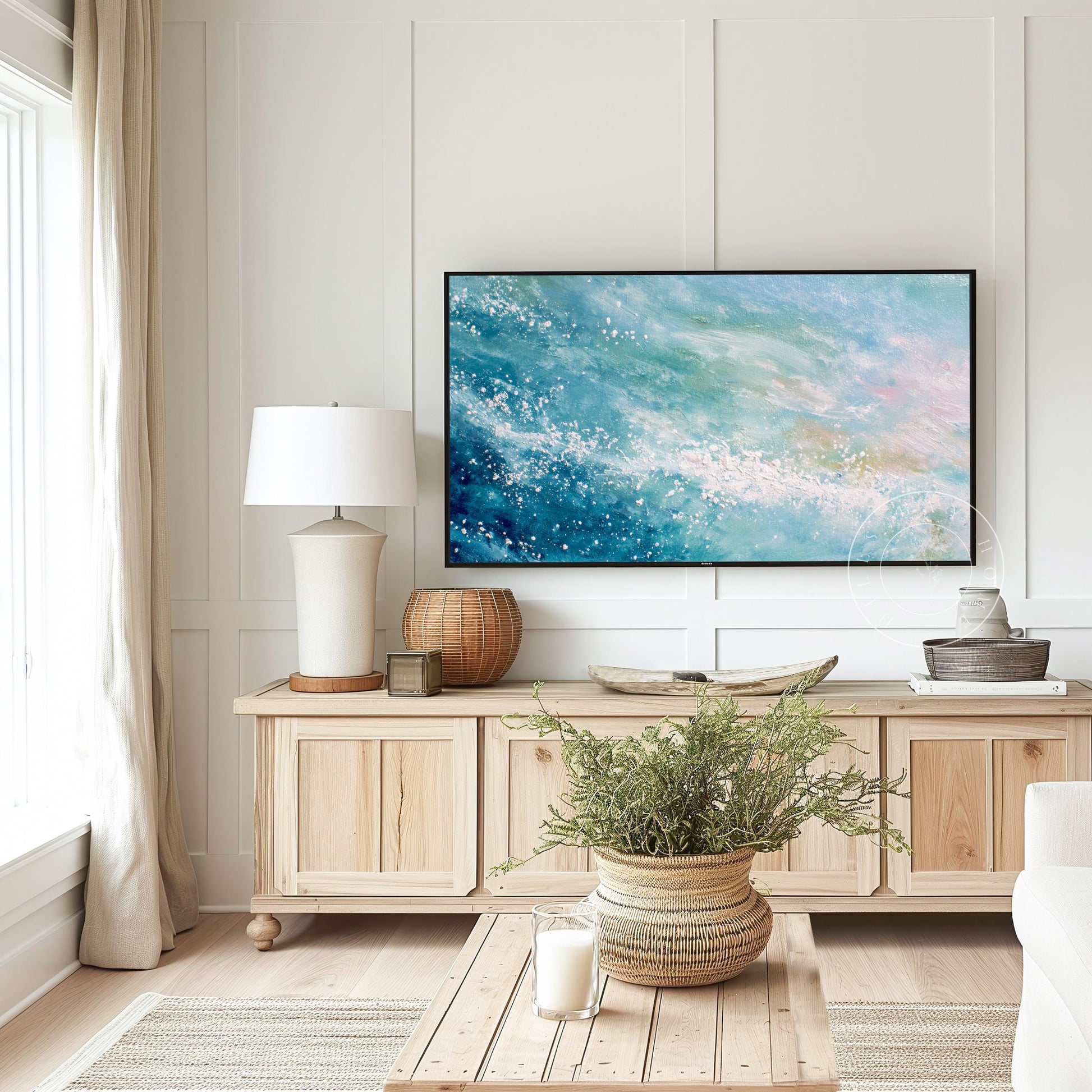 Abstract Ocean Frame Tv Art, Digital Download Art for Frame Tv, Sea Tv Art, Coastal Tv Art, Oil Painting Frame Tv Art, Instant Download
