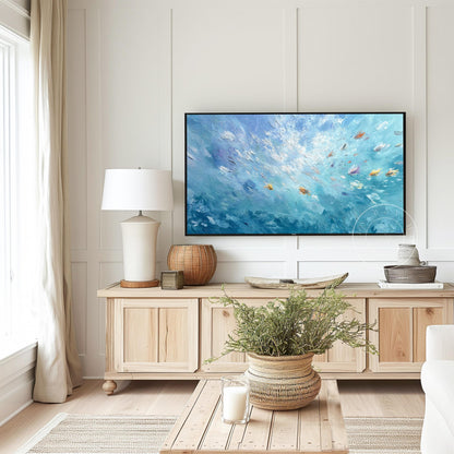 Abstract Ocean Frame Tv Art, Digital Download Art for Frame Tv, Underwater Tv Art, Coastal Tv Art, Oil Painting Frame Tv Art, Fish Tv Art