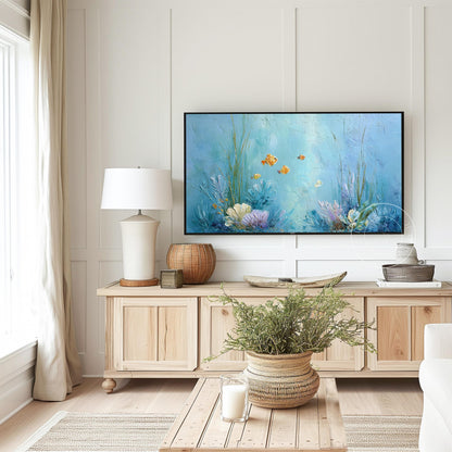 Ocean Frame Tv Art, Digital Download Art for Frame Tv, Underwater Tv Art, Coastal Tv Art, Oil Painting Frame Tv Art, Fish Tv Art