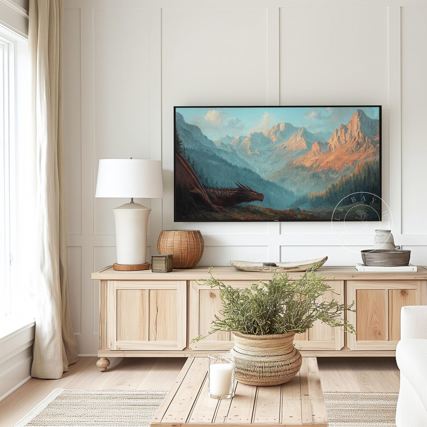 Fantasy Frame Tv Art, Digital Download Art for Frame Tv, Dragon Tv Art, Fantasy Book Frame Tv Art