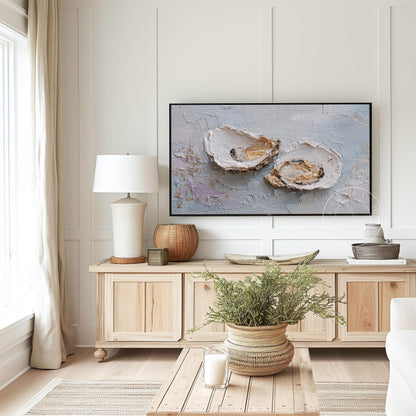 Oyster Frame Tv Art, Digital Download Art for Frame Tv, Coastal Tv Art, Beach Tv Art, Painting Frame Tv Art