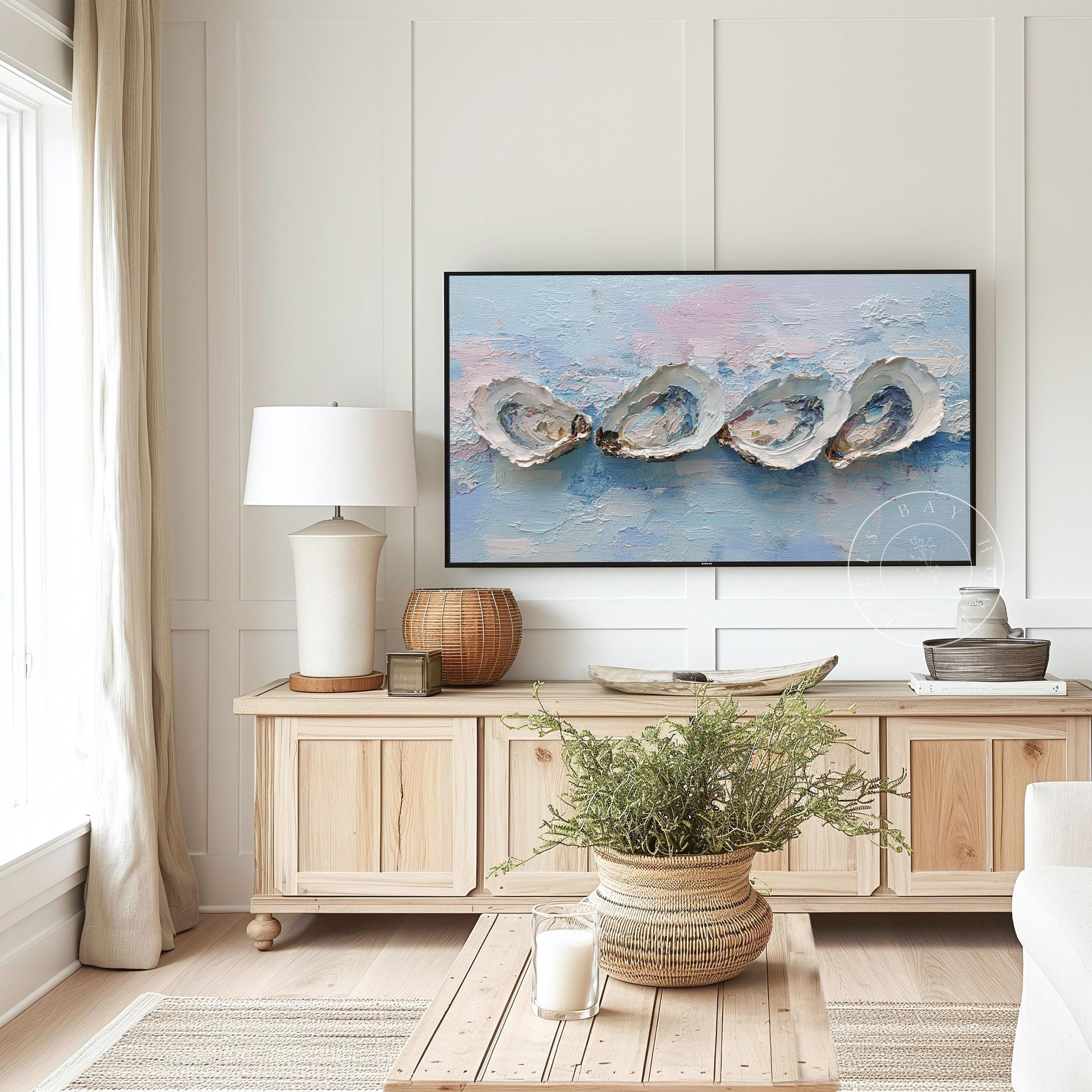 Oyster Frame Tv Art, Digital Download Art for Frame Tv, Coastal Tv Art, Beach Tv Art, Painting Frame Tv Art