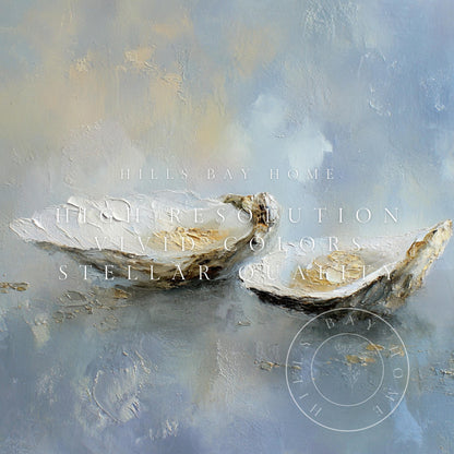 Oyster Frame Tv Art, Digital Download Art for Frame Tv, Coastal Tv Art, Beach Tv Art, Painting Frame Tv Art