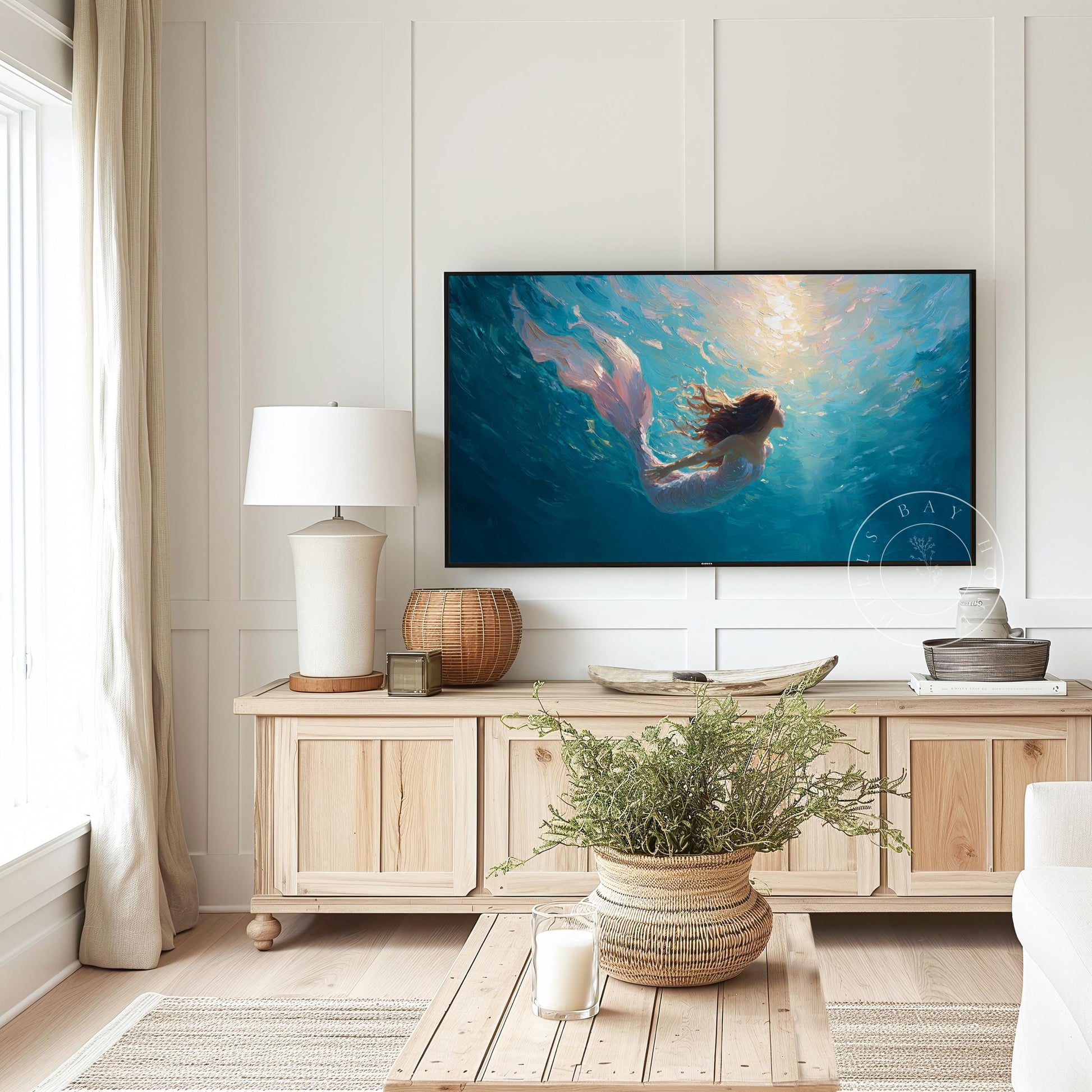 Mermaid Frame Tv Art, Digital Download Art for Frame Tv, Magical Tv Art, Coastal Frame Tv Art, Underwater Tv Art, Beach Tv Art