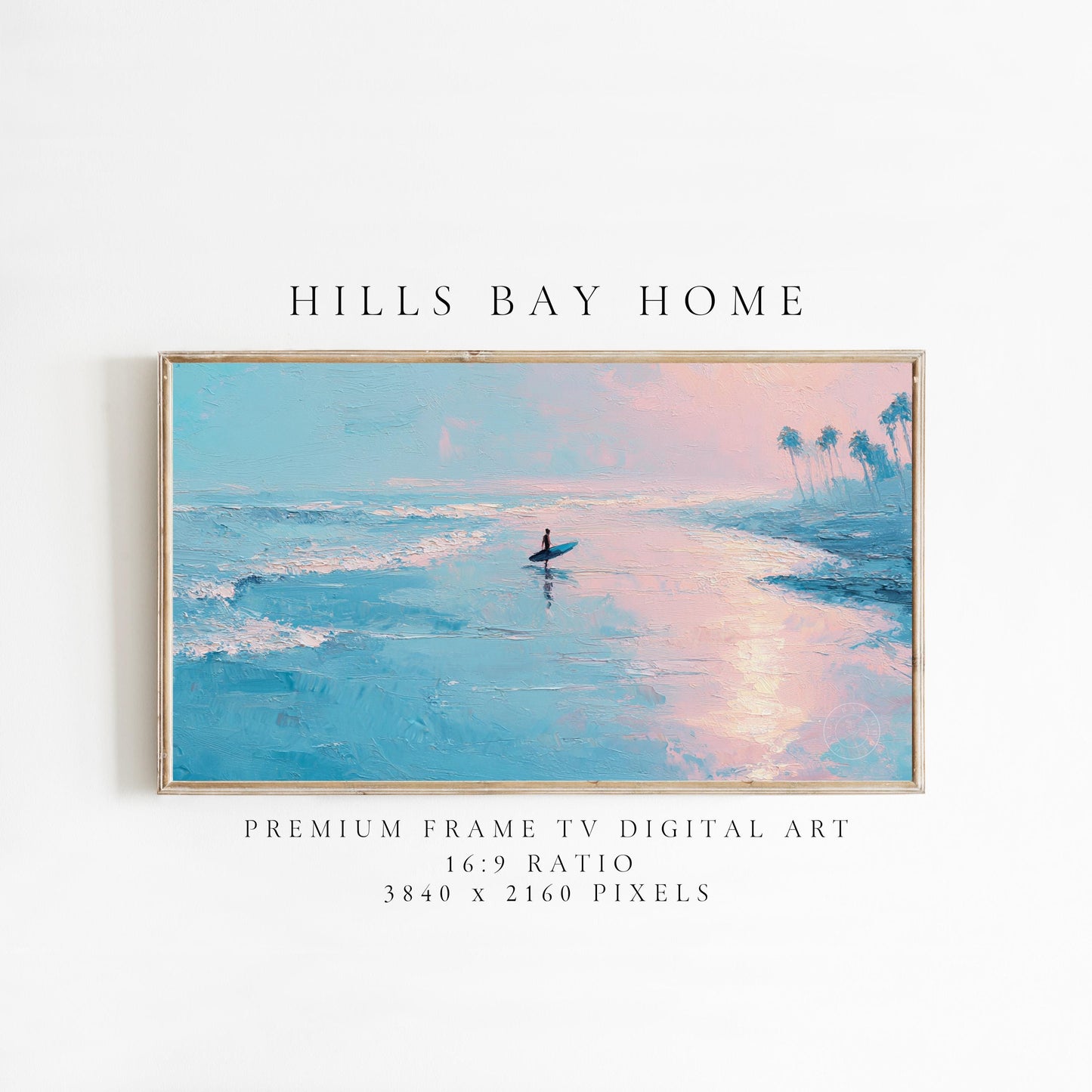 Beach Frame Tv Art, Digital Download Art for Frame Tv, Surfer Tv Art, Coastal Frame Tv Art, Ocean Tv Art