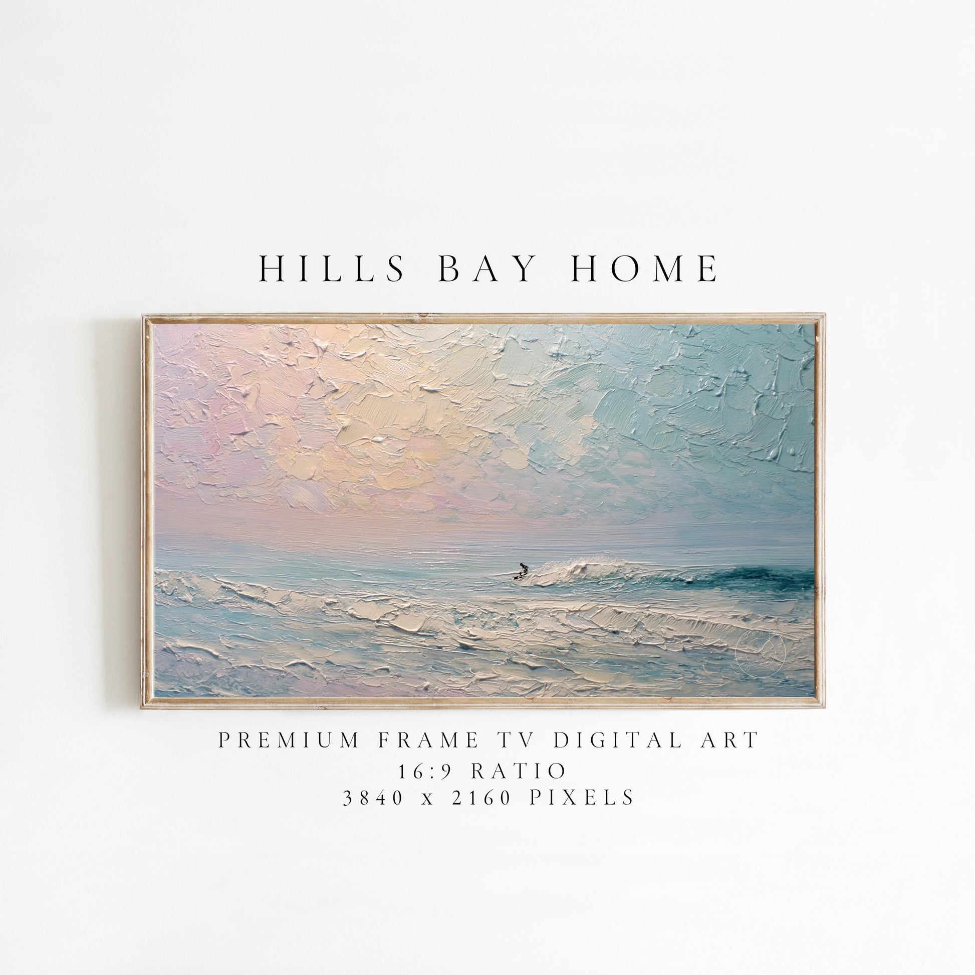 Beach Frame Tv Art, Digital Download Art for Frame Tv, Surfer Tv Art, Coastal Frame Tv Art, Ocean Tv Art