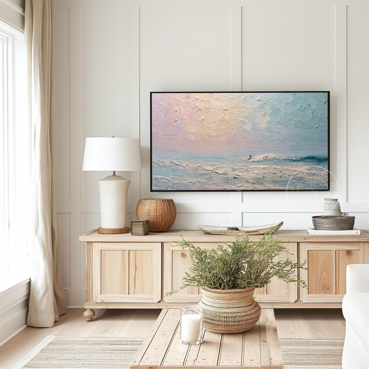 Beach Frame Tv Art, Digital Download Art for Frame Tv, Surfer Tv Art, Coastal Frame Tv Art, Ocean Tv Art