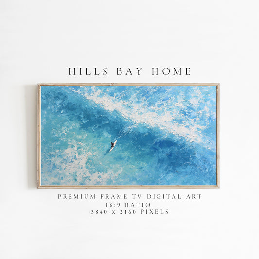 Surfer Frame Tv Art, Digital Download Art for Frame Tv, Beach Tv Art, Coastal Frame Tv Art, Ocean Tv Art