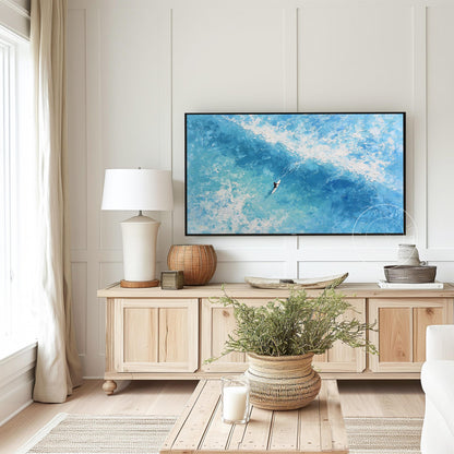 Surfer Frame Tv Art, Digital Download Art for Frame Tv, Beach Tv Art, Coastal Frame Tv Art, Ocean Tv Art