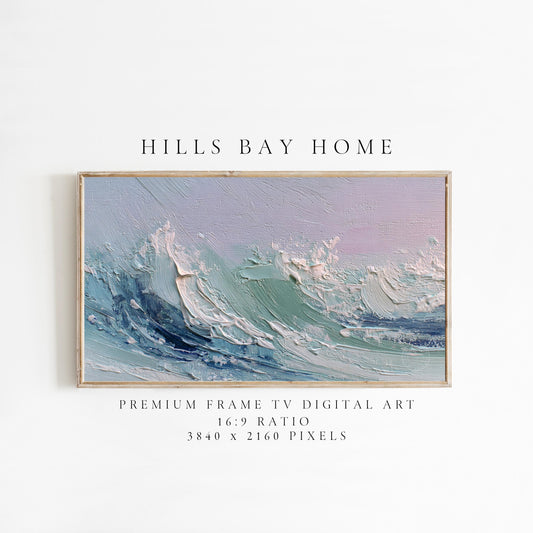 Abstract Waves Frame Tv Art, Digital Download Art for Frame Tv, Ocean Tv Art, Coastal Tv Art, Oil Painting Frame Tv Art, Instant Download