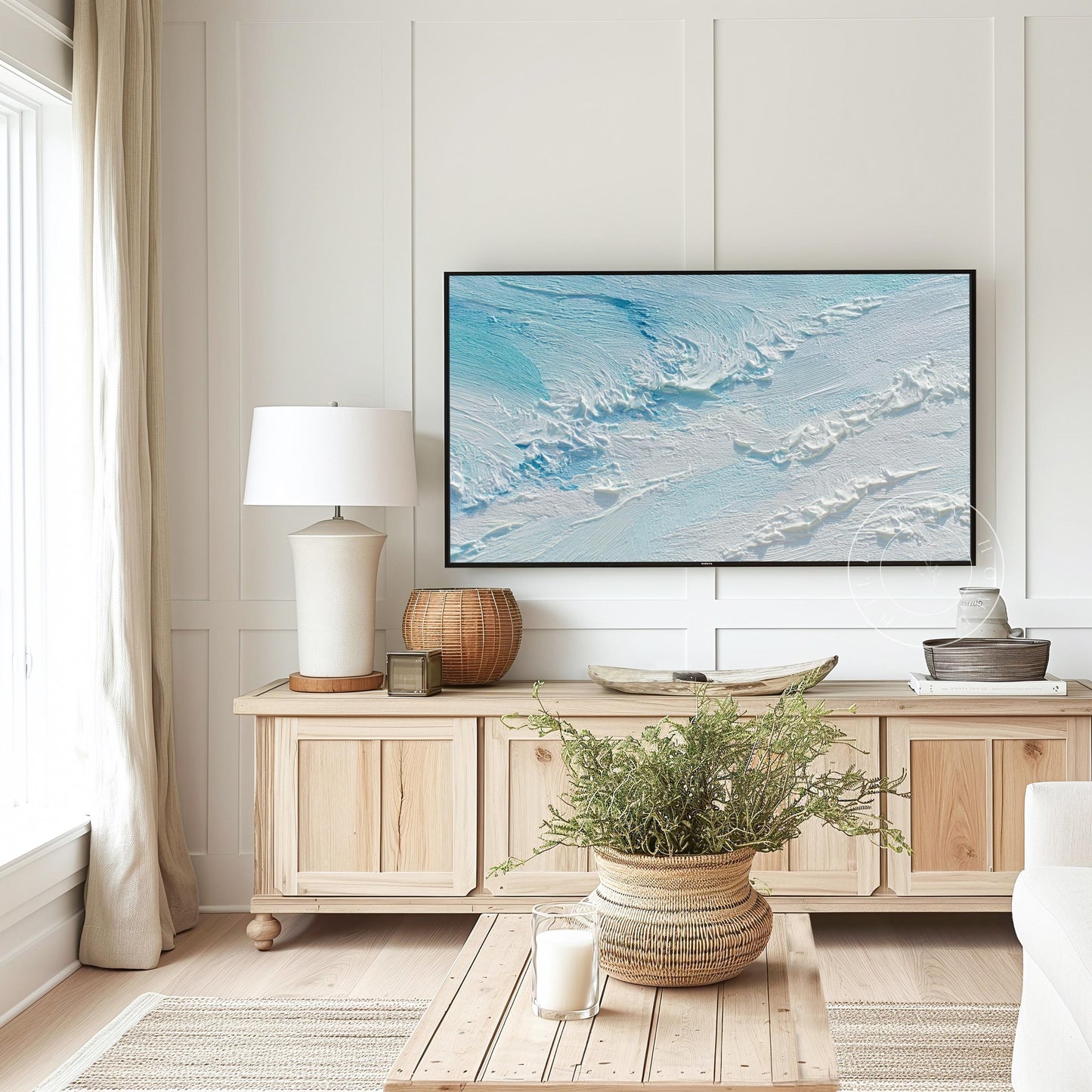 Abstract Ocean Frame Tv Art, Digital Download Art for Frame Tv, Sea Tv Art, Coastal Tv Art, Oil Painting Frame Tv Art, Instant Download