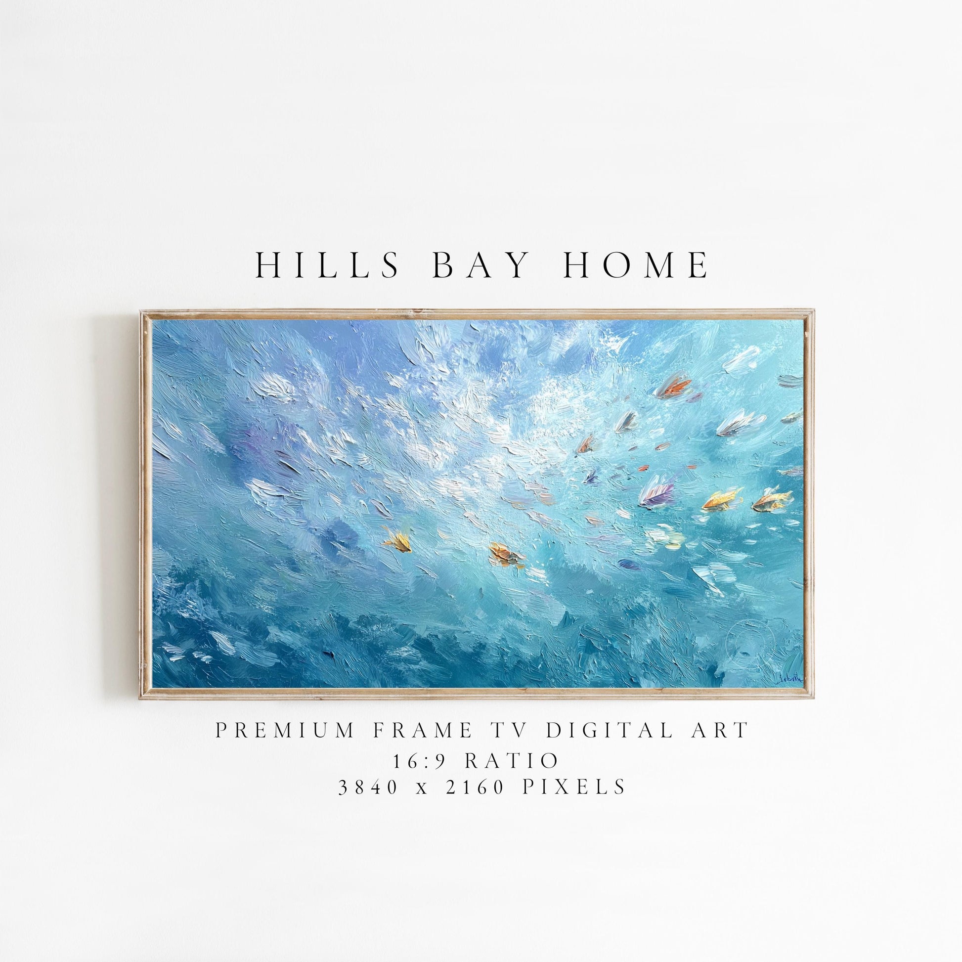 Abstract Ocean Frame Tv Art, Digital Download Art for Frame Tv, Underwater Tv Art, Coastal Tv Art, Oil Painting Frame Tv Art, Fish Tv Art