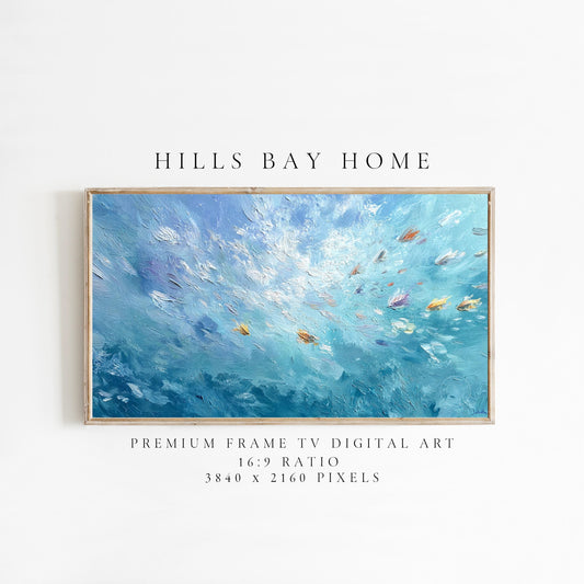 Abstract Ocean Frame Tv Art, Digital Download Art for Frame Tv, Underwater Tv Art, Coastal Tv Art, Oil Painting Frame Tv Art, Fish Tv Art