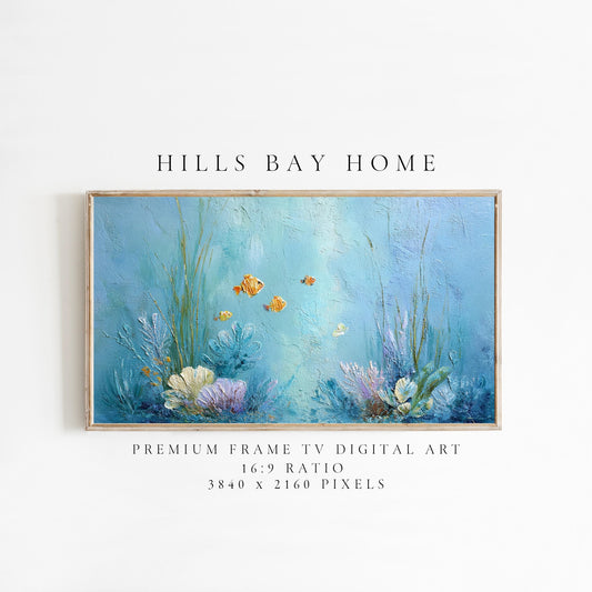 Ocean Frame Tv Art, Digital Download Art for Frame Tv, Underwater Tv Art, Coastal Tv Art, Oil Painting Frame Tv Art, Fish Tv Art