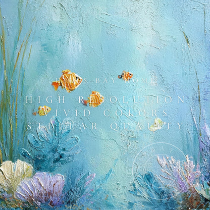 Ocean Frame Tv Art, Digital Download Art for Frame Tv, Underwater Tv Art, Coastal Tv Art, Oil Painting Frame Tv Art, Fish Tv Art