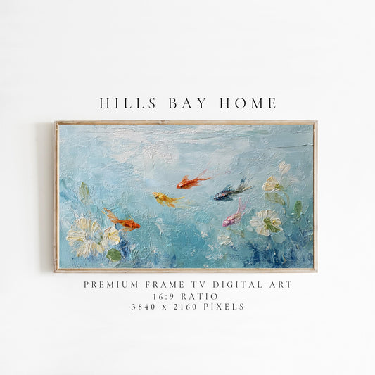 Fish Frame Tv Art, Digital Download Art for Frame Tv, Underwater Tv Art, Coastal Tv Art, Oil Painting Frame Tv Art, Pond Tv Art