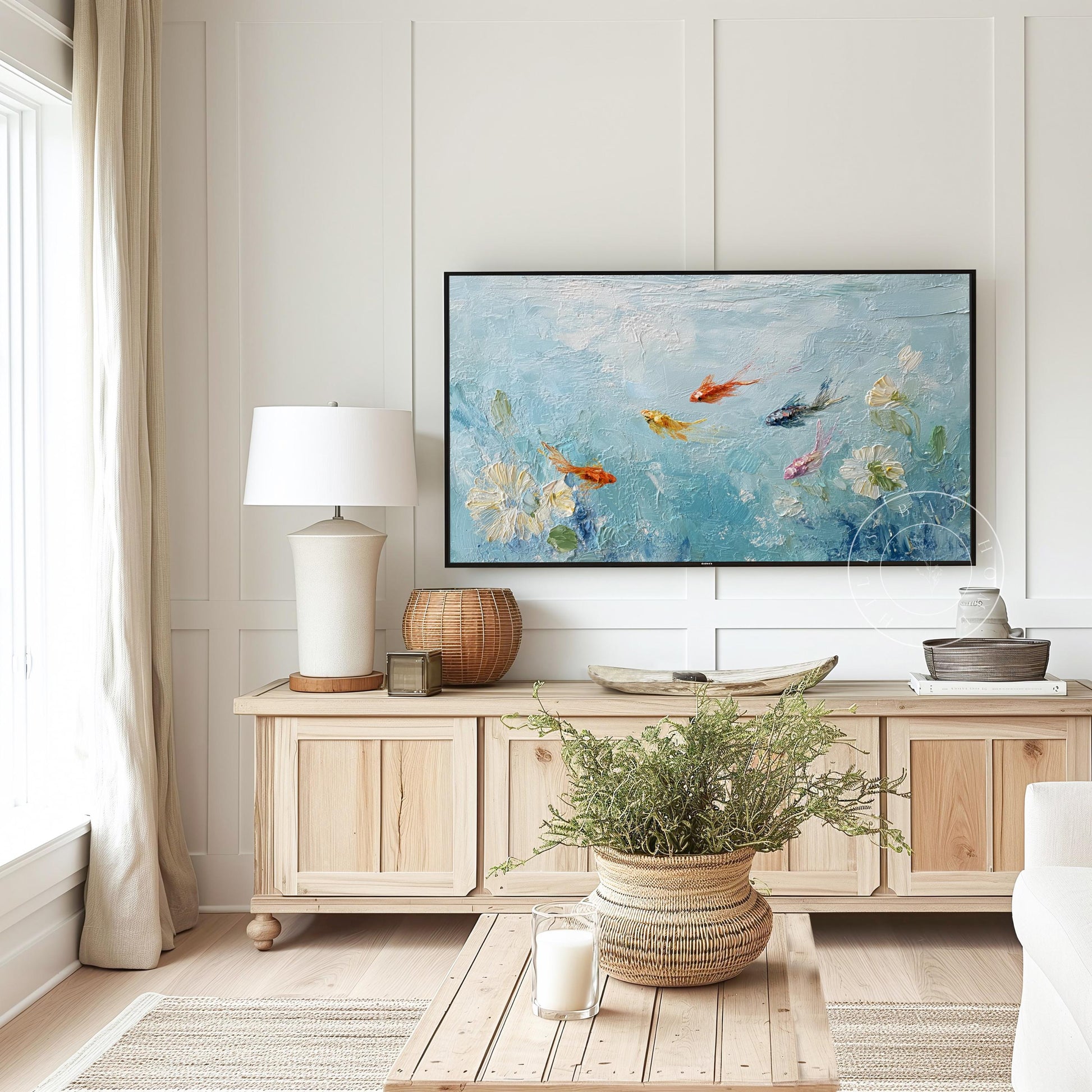 Fish Frame Tv Art, Digital Download Art for Frame Tv, Underwater Tv Art, Coastal Tv Art, Oil Painting Frame Tv Art, Pond Tv Art