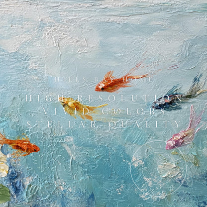 Fish Frame Tv Art, Digital Download Art for Frame Tv, Underwater Tv Art, Coastal Tv Art, Oil Painting Frame Tv Art, Pond Tv Art